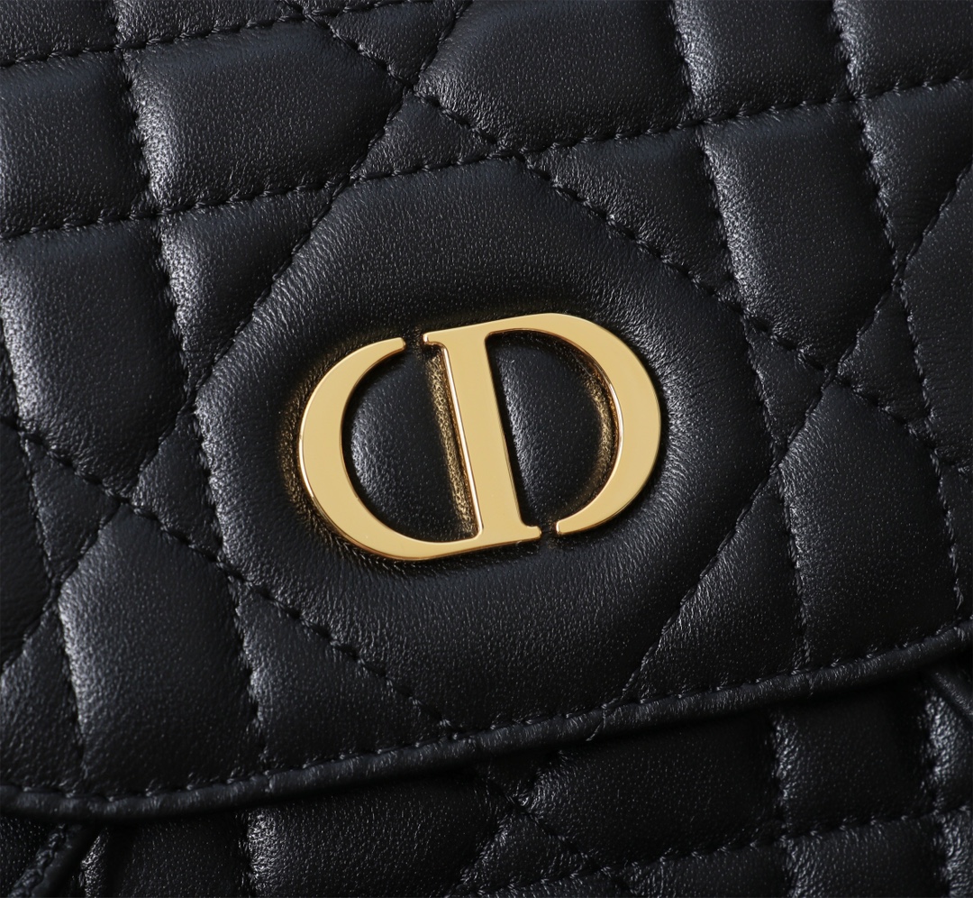 Medium Dior Caro Backpack Black Macrocannage Lambskin